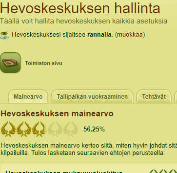 Hevoskeskus valikko